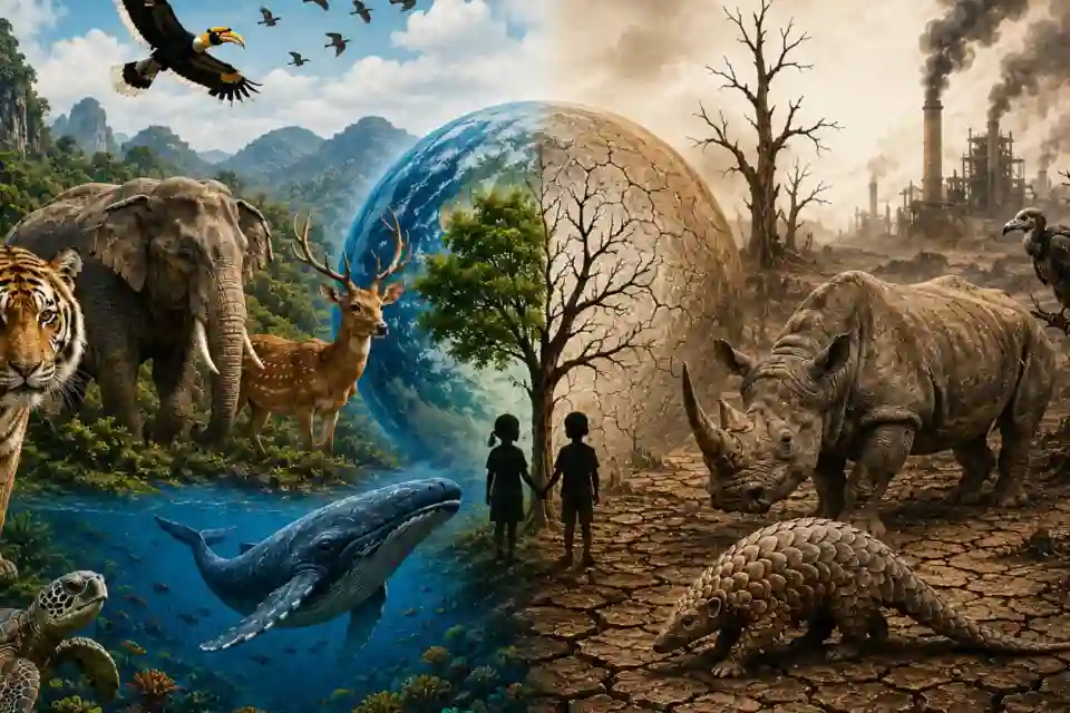 लिविंग प्लैनेट रिपोर्ट 2026: वन्यजीवों में भारी गिरावट *